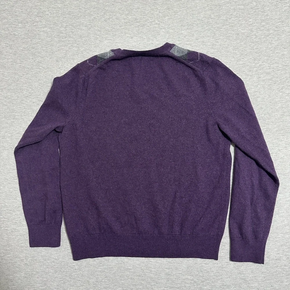 Banana Republic Argyle 100% Merino Wool V-Neck Sweater Purple Mens‎ Large